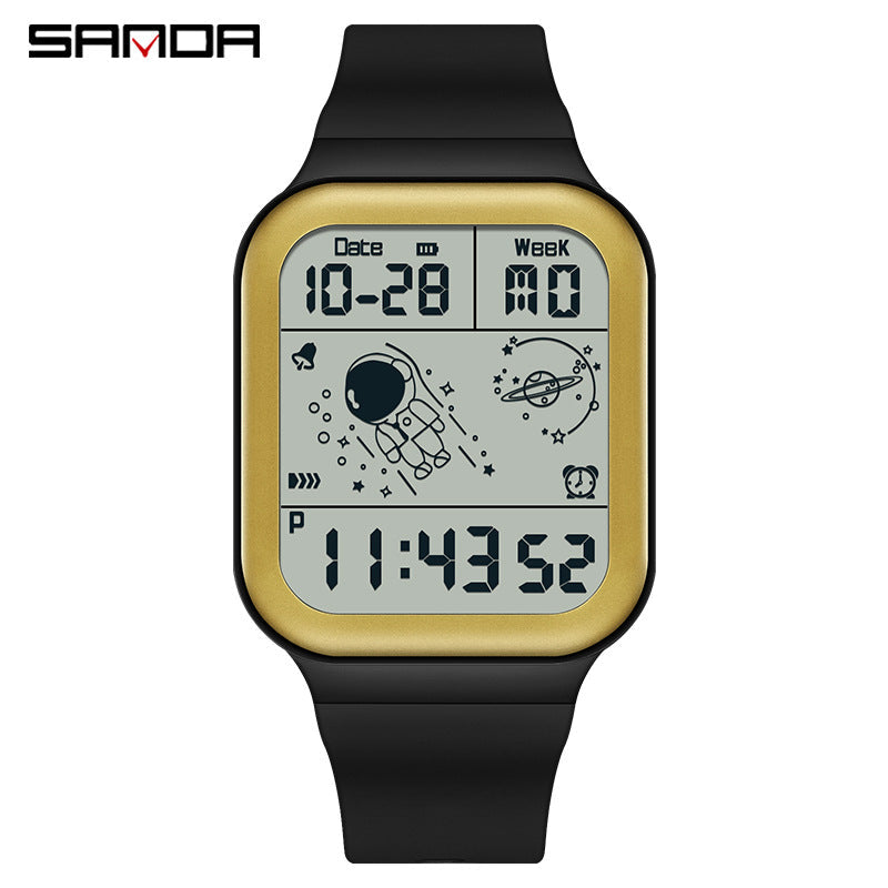 Sanda Digital Watch for Mens – Waterproof Luminous Alarm Student Square Watch