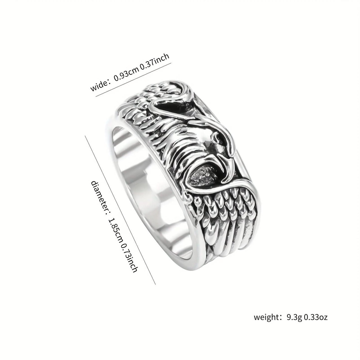 Men’s Retro Eagle Ring – Bold Zinc Alloy Animal Ring, Silver Finish