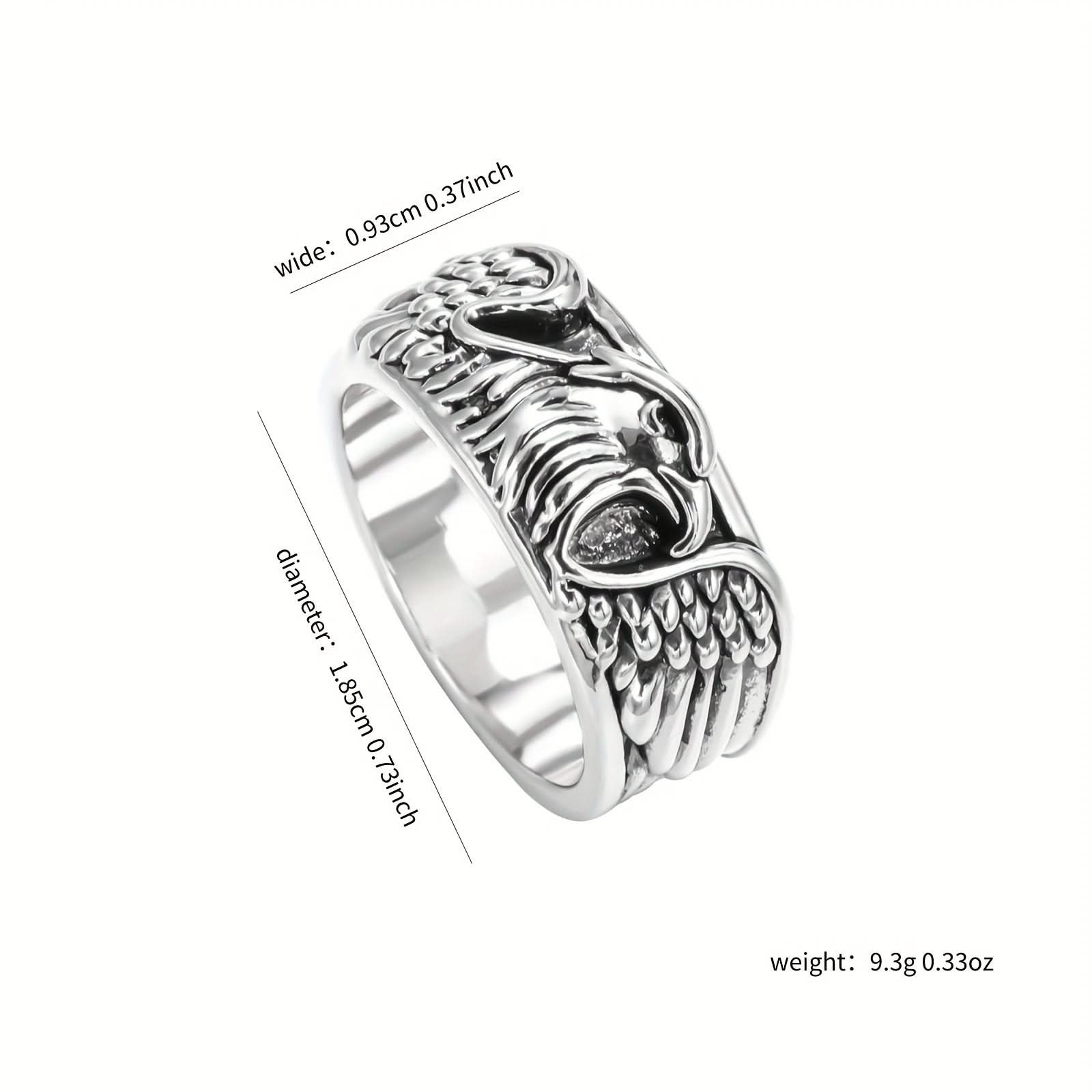 Men’s Retro Eagle Ring – Bold Zinc Alloy Animal Ring, Silver Finish