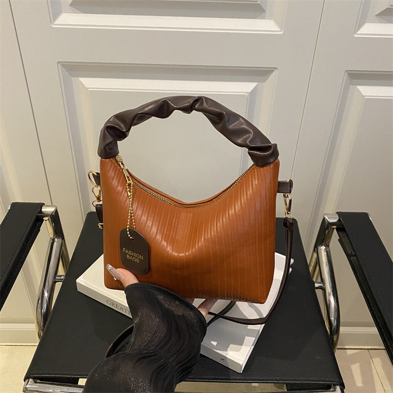 Pleated Dumpling Crossbody Bag – Small PU Shoulder Handbag for Women