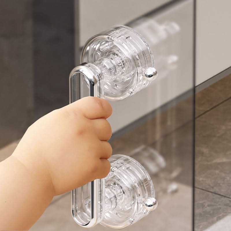 Punch-Free Suction Cup Glass Door Handle – For Cabinets & Refrigerators