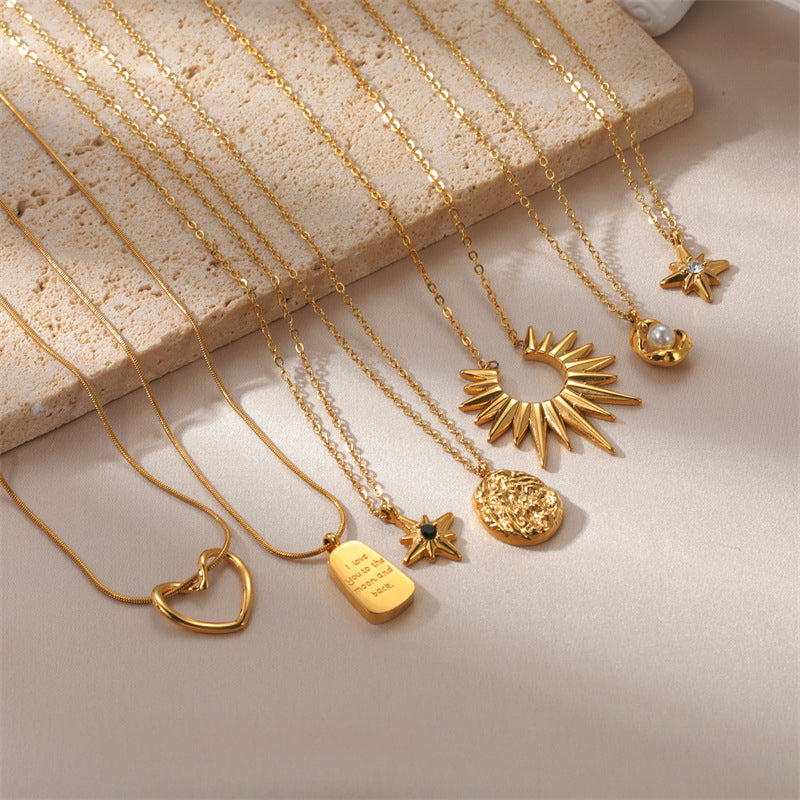 Trendy Gold Stainless Steel Pendant Necklace with Cute Charms – Stylish Jewelry
