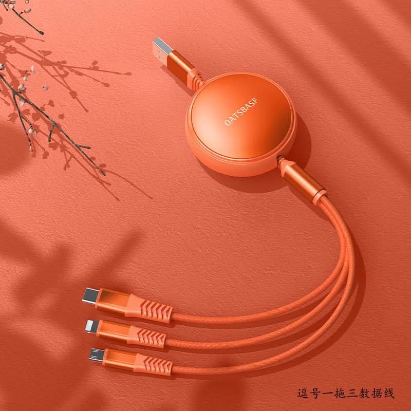 3-in-1 Retractable Charging Cable – USB to Lightning, Micro-USB