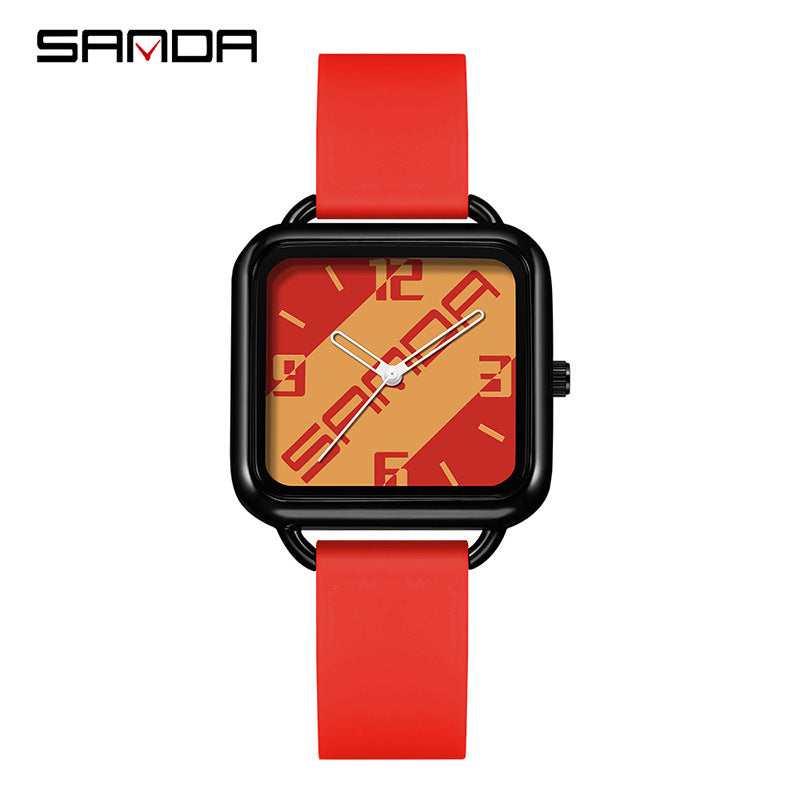 Sanda Unisex Square Quartz Watch – Trendy Waterproof Fashion Watch for Students