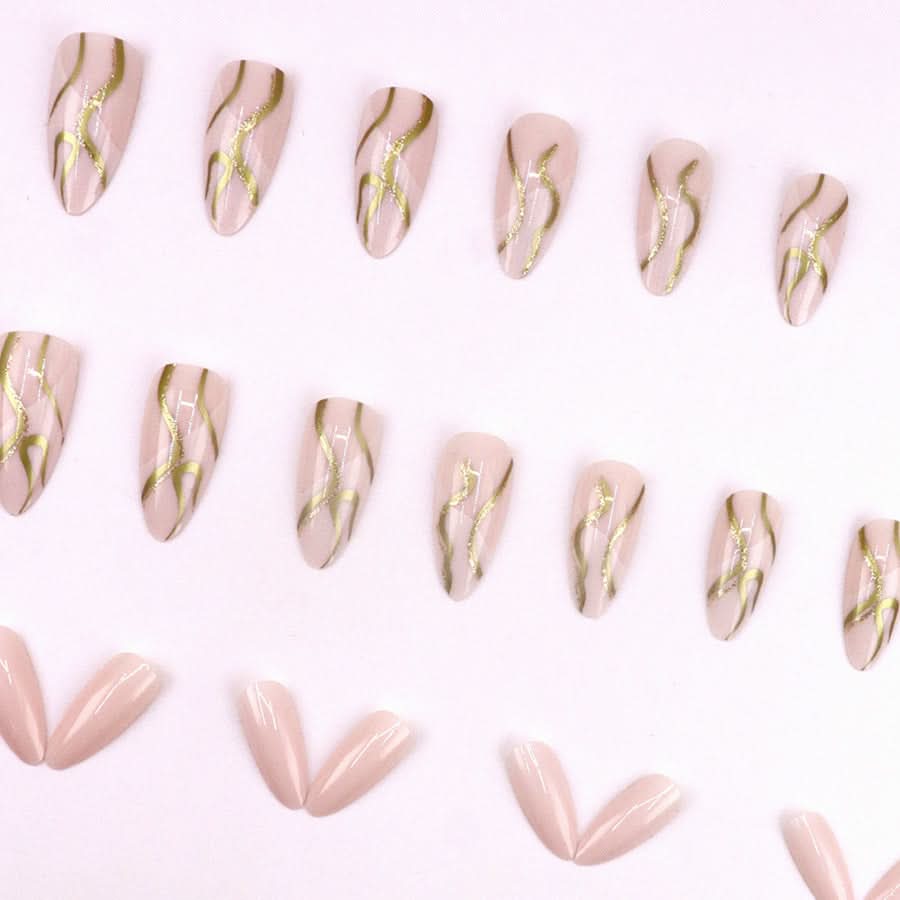 Ripple Glitter Almond Nails – Fashionable & Detachable