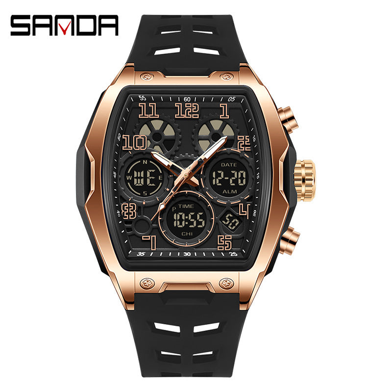 SANDA Men’s Digital Sports Watch – Waterproof Multifunction Alarm Watch with Dual Time