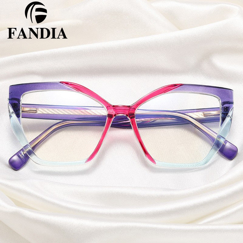 Box Frame Anti-Blue Light Glasses – Geometric Full Frame Flat Mirror Eyewear