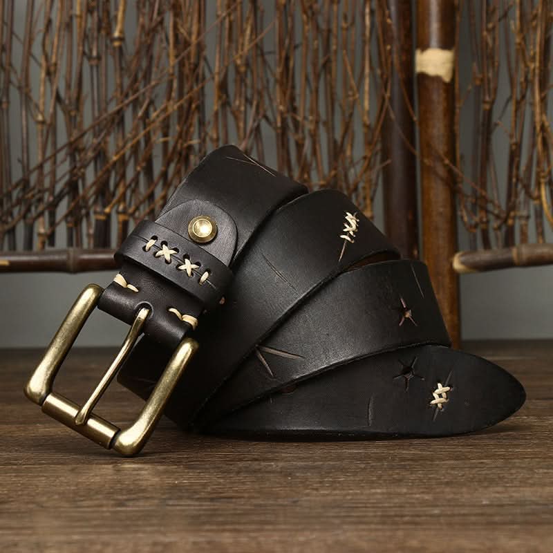 Men’s Vintage Leather Belt – Street Style for Jeans