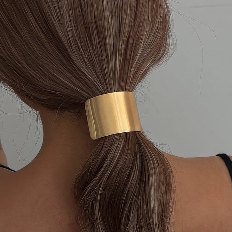 Sleek Metal Hair Cuff Rope – Minimal Chic Ponytail Holder for Women