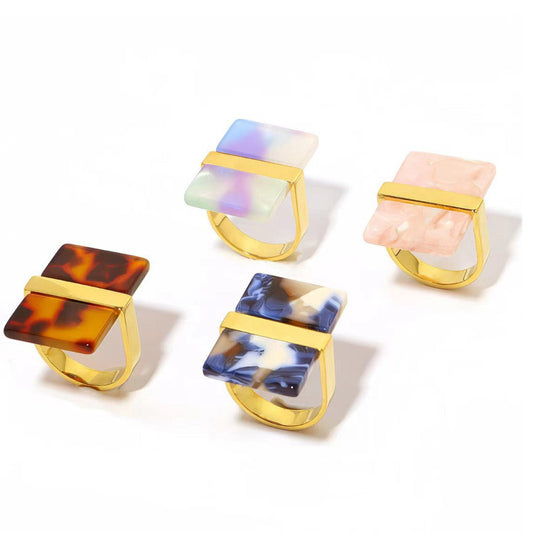 Gold Geometric Ring – Retro Stainless Steel Adjustable Women’s Fashion Ring
