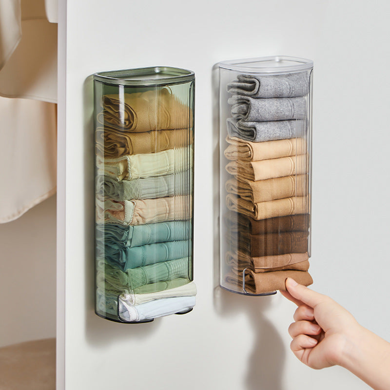 Wall-Mounted Underwear & Sock Organizer Box – Punch-Free PET Storage, Large Size
