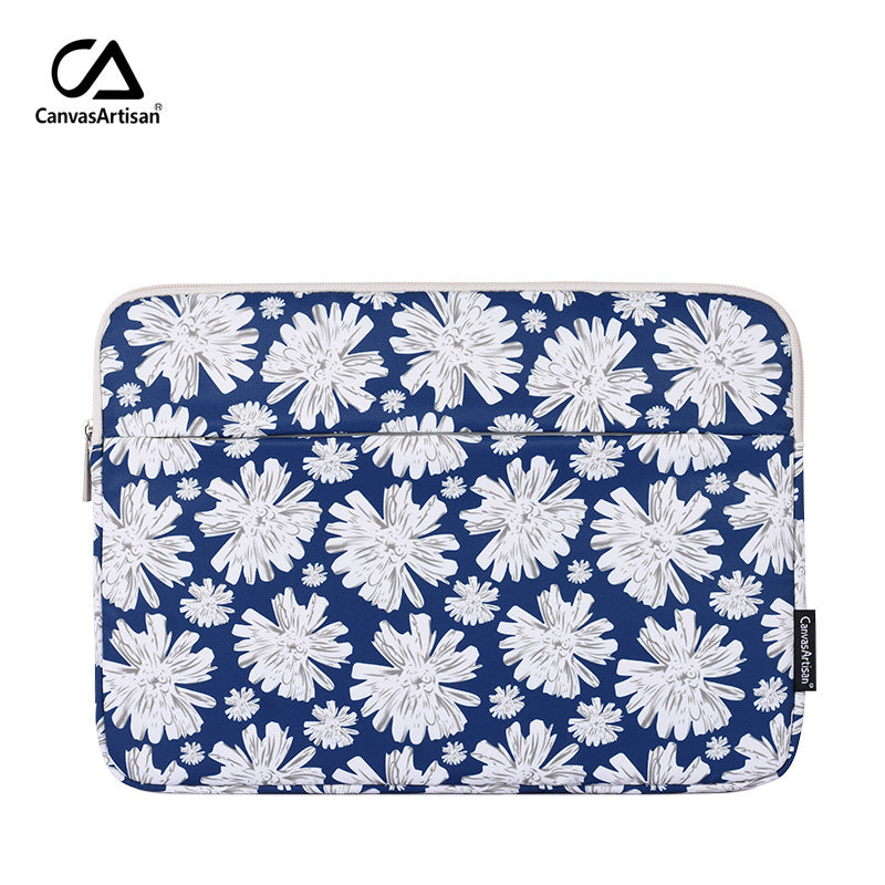 Blue Floral Laptop Sleeve – Waterproof Shockproof Notebook Case, Unisex Fit, 11–15 inch