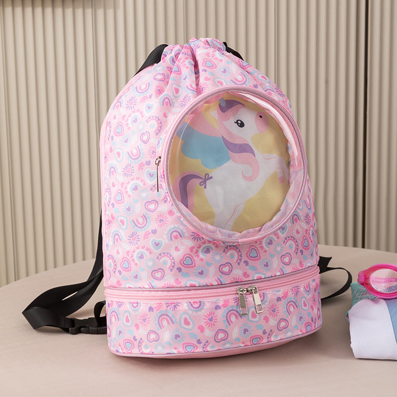 Cartoon Wet-Dry Separation School Bag – Large Capacity, Travel & Fitness Ready
