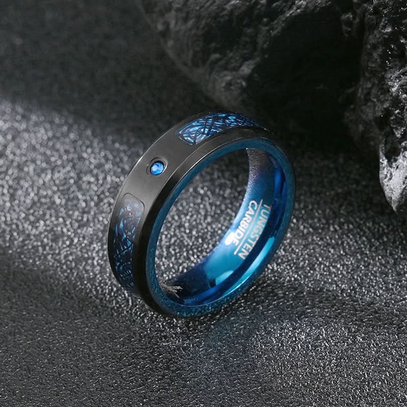 Men's Dragon Titanium Steel Ring with Zircon