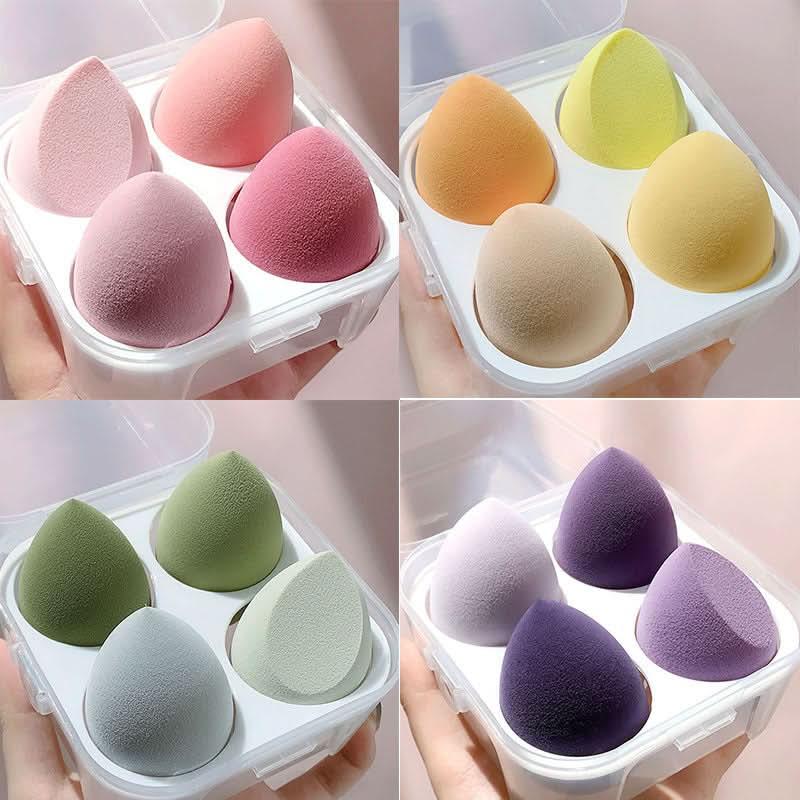 Makeup Sponge Set – Latex-Free Beauty Blender with Storage Box (Pack of 4)