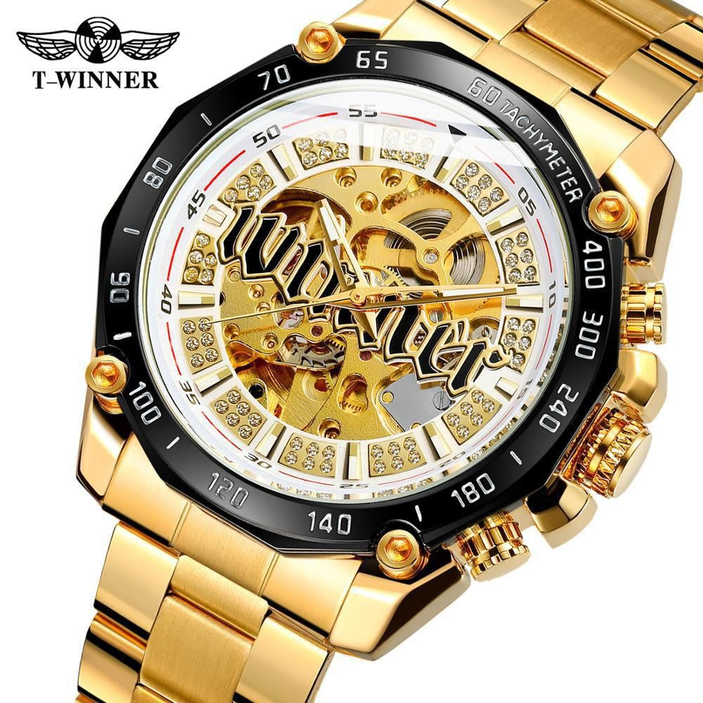 T-Winner Luxury Skeleton Automatic Mechanical Watch for Men – Fashionable Timepiece