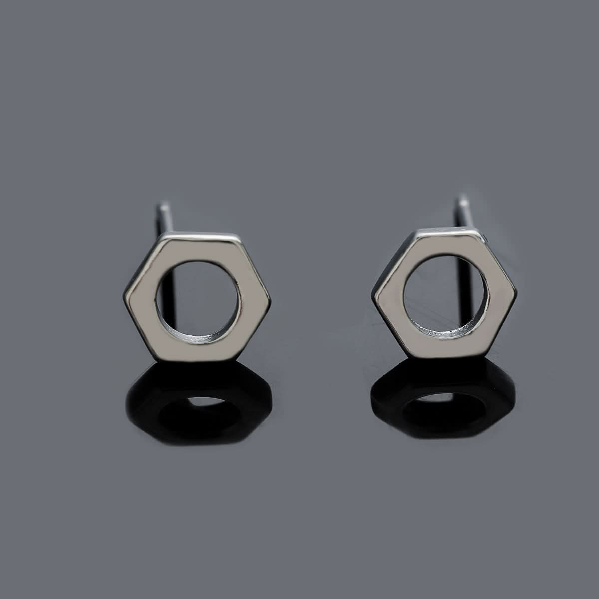 Trendy Hexagonal Hollow Stud Earrings – Modern Versatile Unisex Jewelry