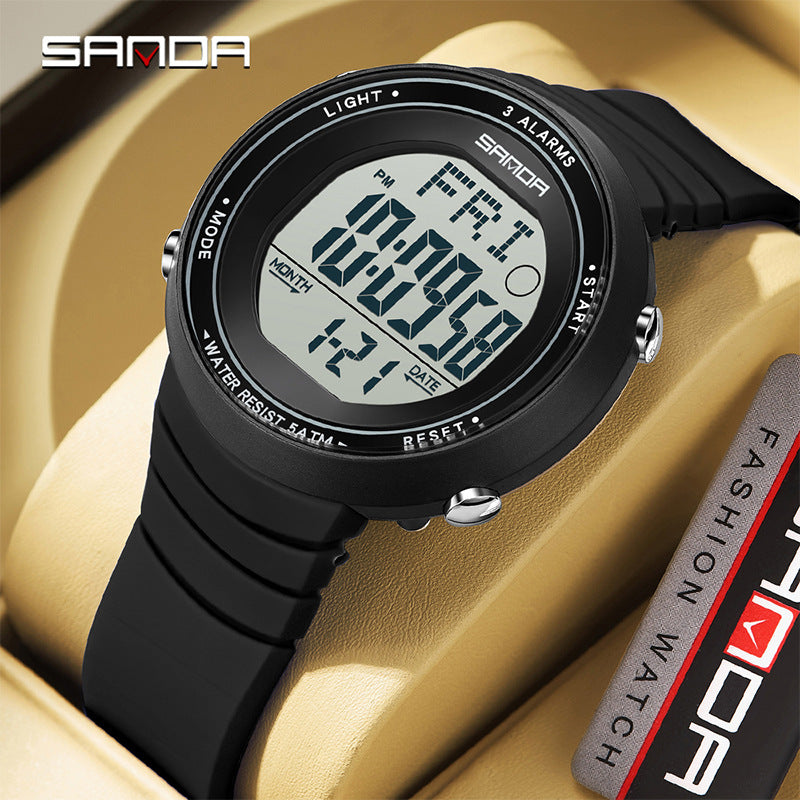 Sanda Large Screen Sports Digital Watch – Waterproof Luminous Outdoor Watch for Students