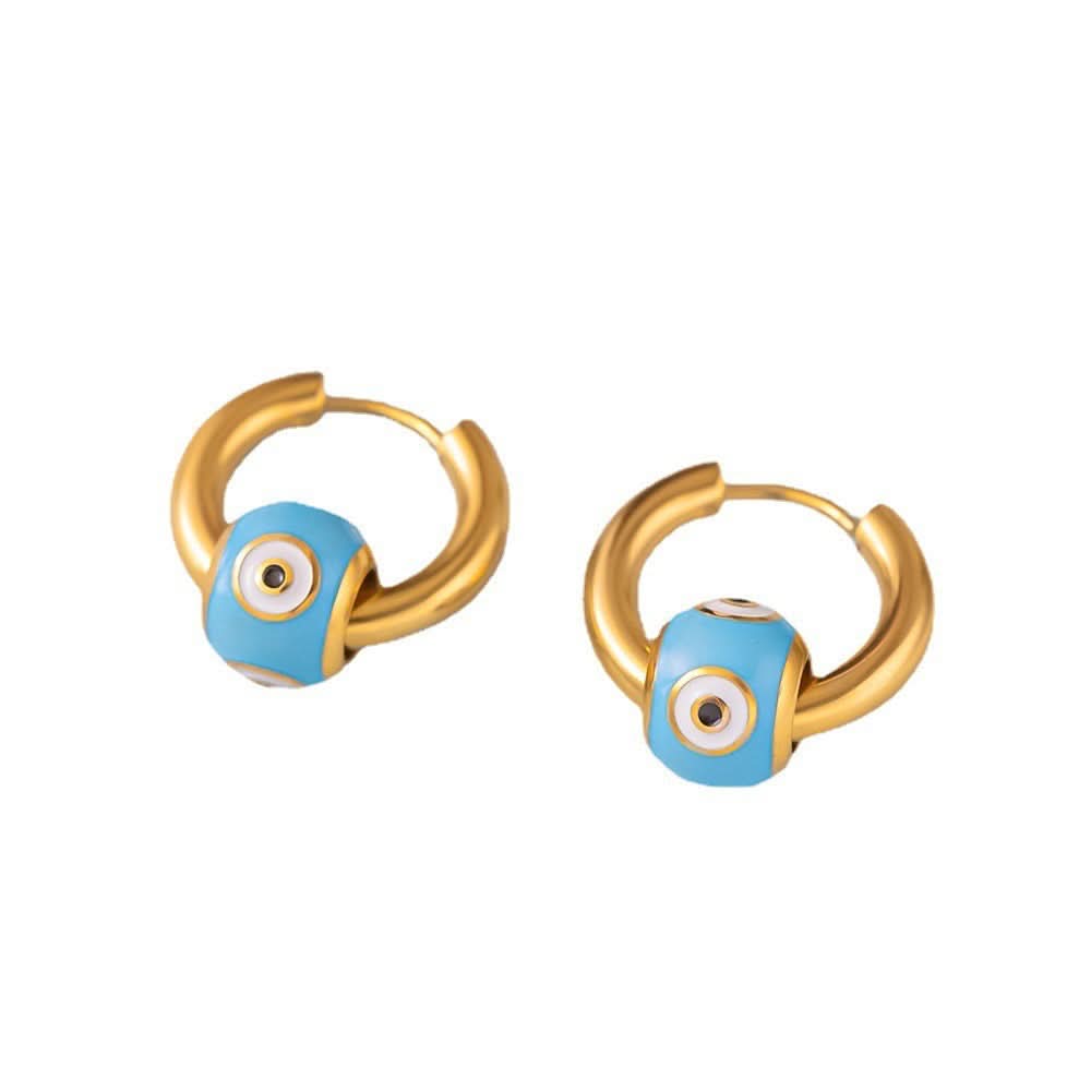 Evil Eye Stainless Steel Drop Earrings