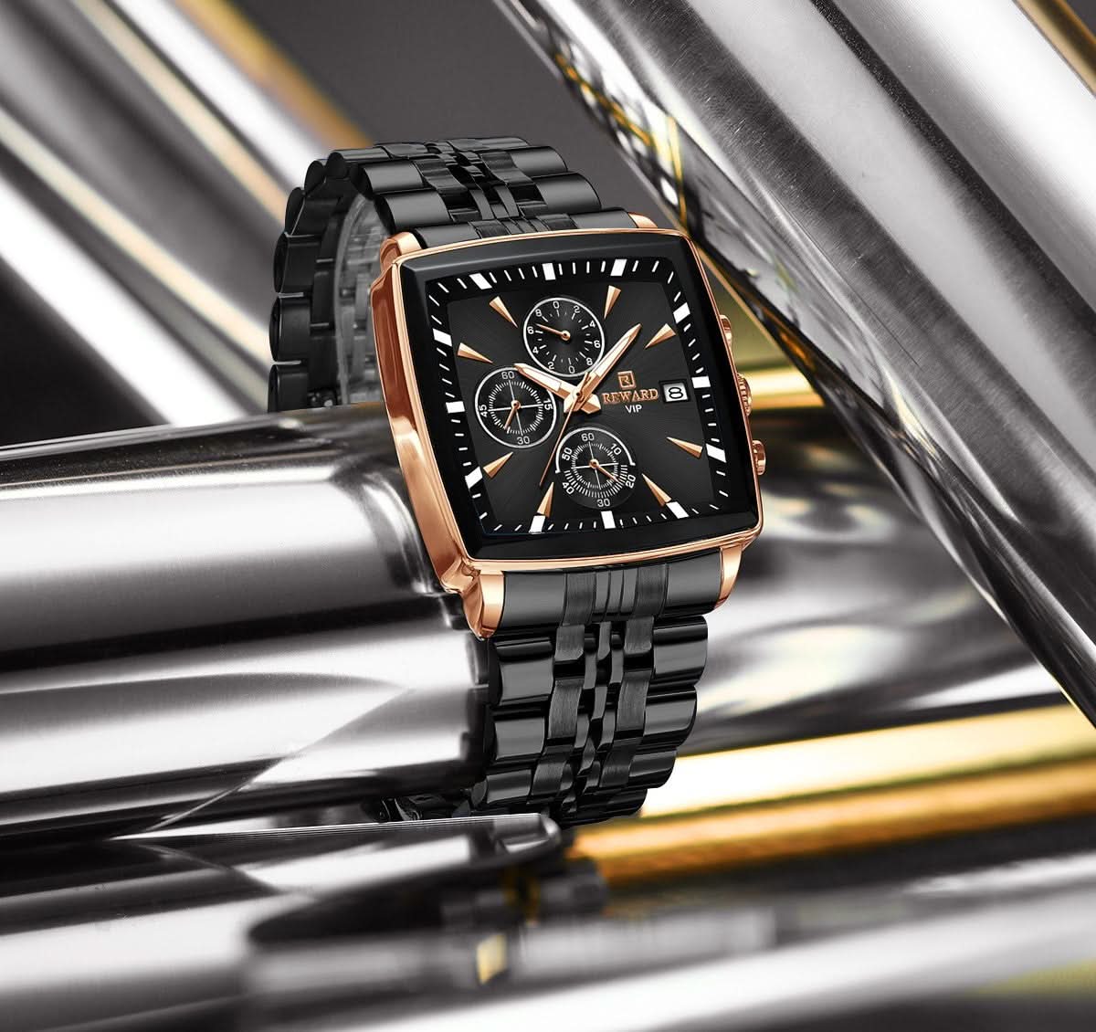 Men’s Square Chronograph Quartz Watch – Business Timepiece with Luminous Dial