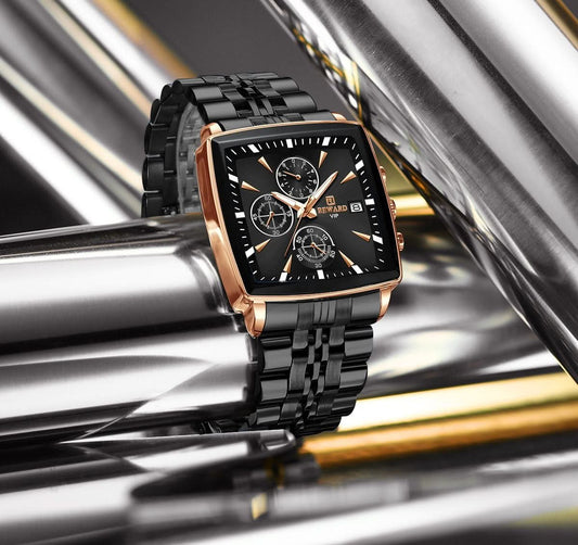 Men’s Square Chronograph Quartz Watch – Business Timepiece with Luminous Dial