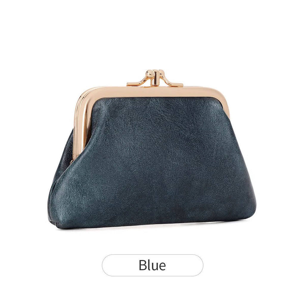 Women's PU Leather Coin Purse – Retro Clip Key Card Wallet