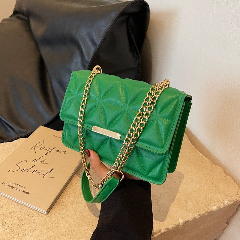 Quilted Chain Shoulder Bag for Women – Trendy Small Square Crossbody