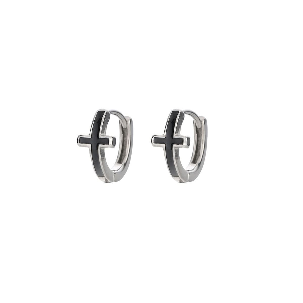 Unisex Black Titanium Steel Cross Earrings – Trendy High-End Jewelry