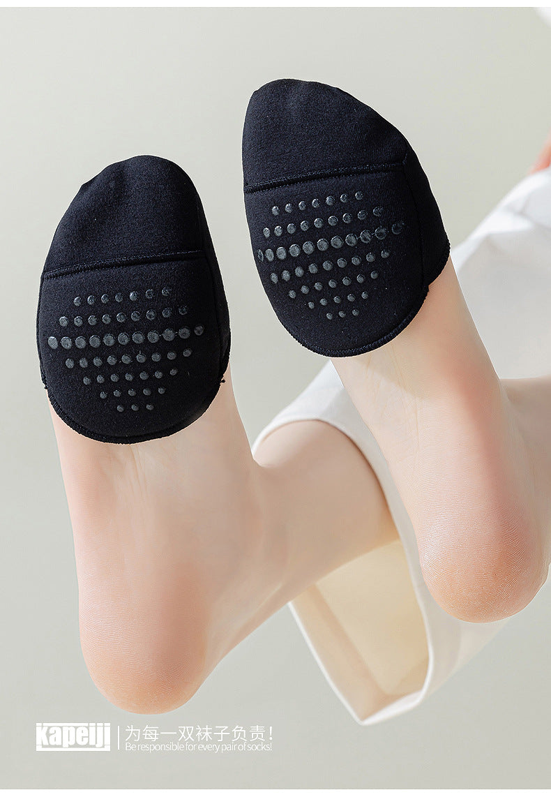 Women’s Invisible Half-Slip Cotton Socks for Heels – Thin, Non-Slip, Shallow Sandal Socks