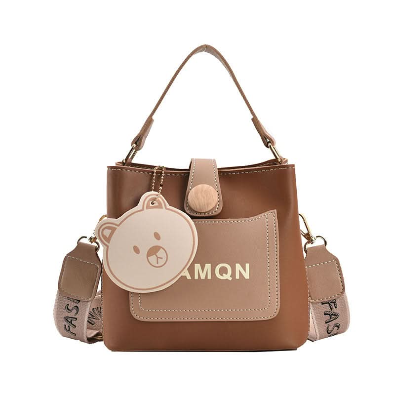 Women's Trendy Leather Bucket Bag – Crossbody & Shoulder Bag with Wide Strap