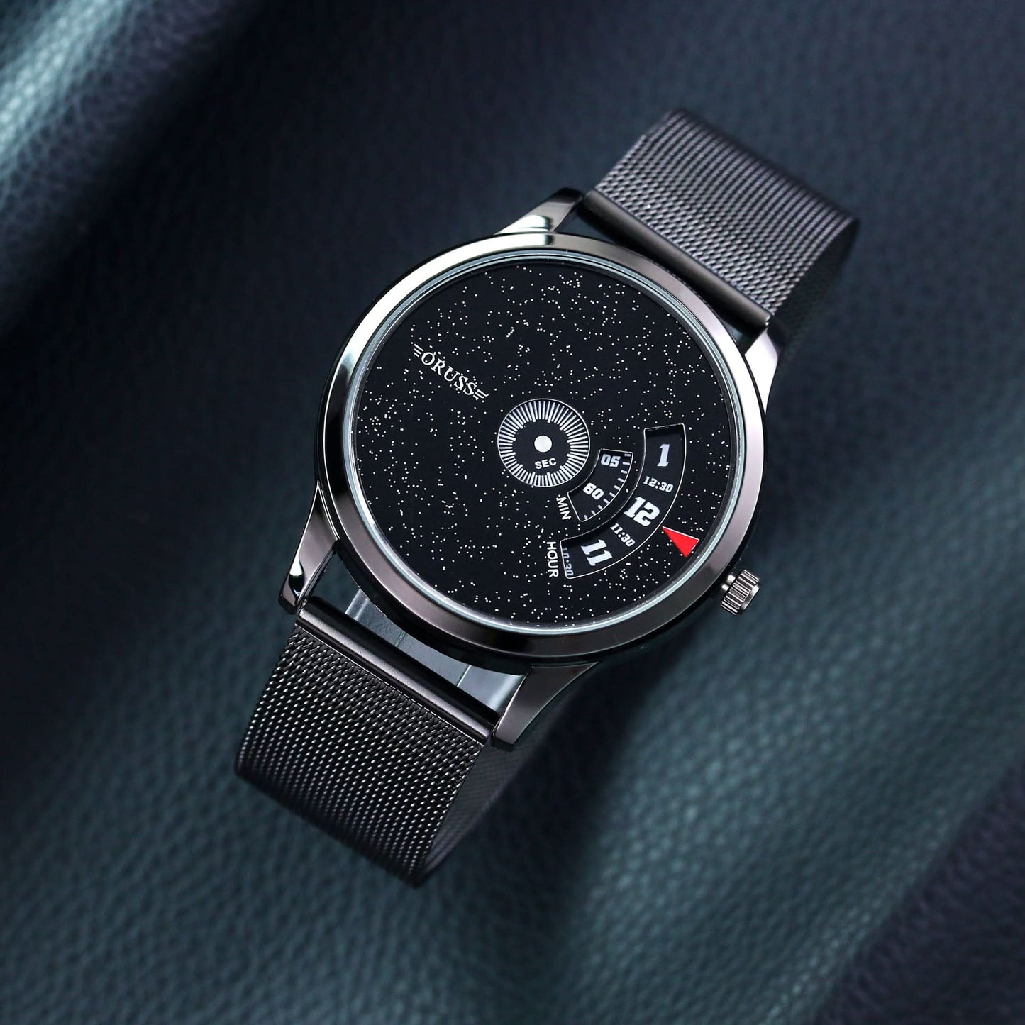 Men's Unique Dial Stainless Steel Watch - Mesh Strap
