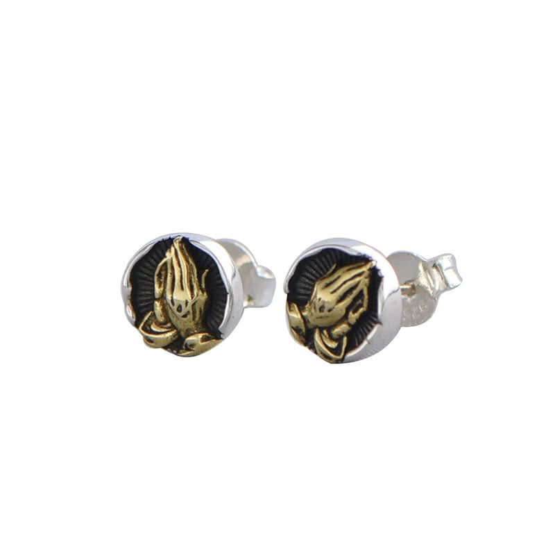 Men’s Praying Hands Stud Earrings – Spiritual Jewelry