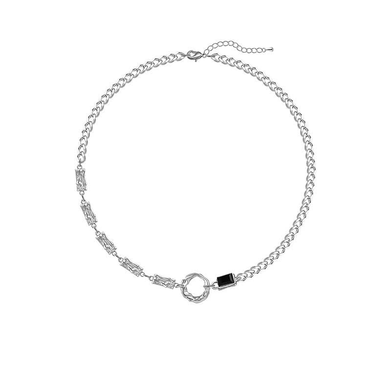 Unisex Water Wave Chain Geometric Necklace –Trendy Splicing Design