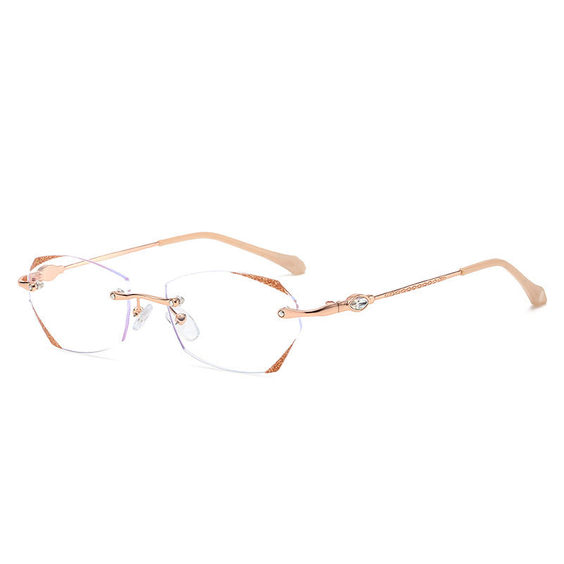 Women's Hexagonal Frameless Myopia Glasses – Anti-Blue Light Fashion Eyewear Frame