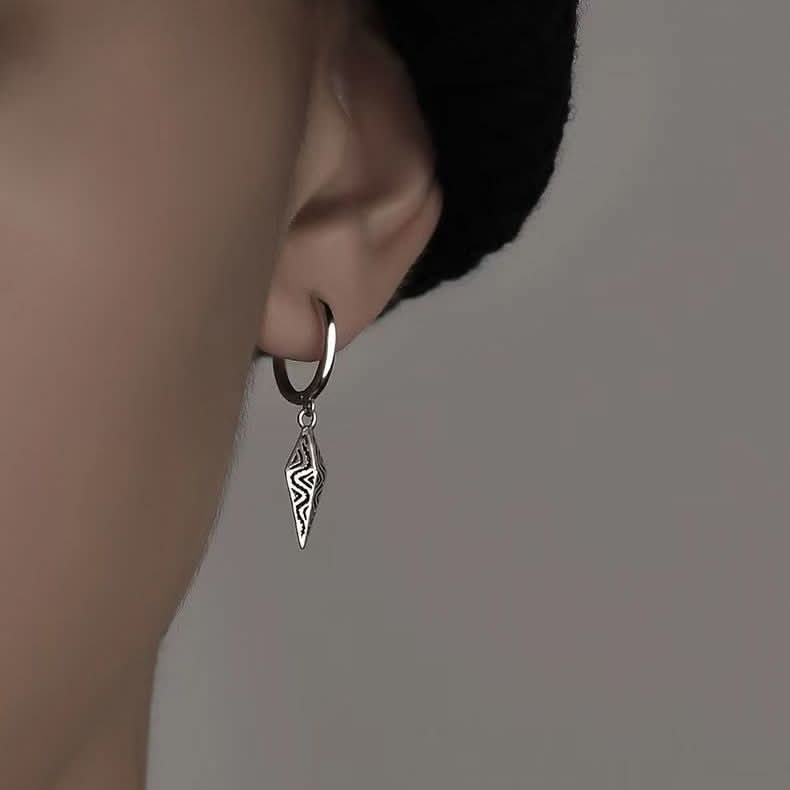 Men’s Retro Textured Cone Pendant Earrings – Hip-Hop Style