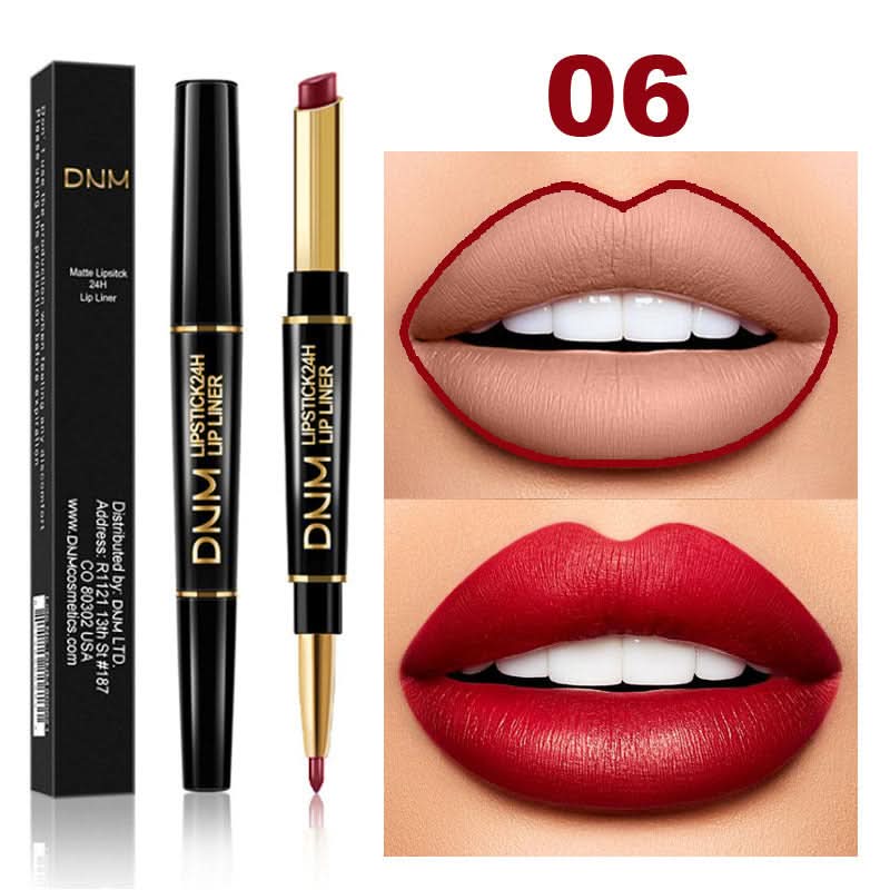 DNM 2-in-1 Matte Lipstick & Lip Liner – Long-Lasting, Non-Stick, High-Pigment Color