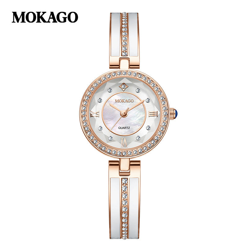MOKAGO Women’s Quartz Watch – Diamond Jewelry Bracelet, Waterproof Luxury Watch