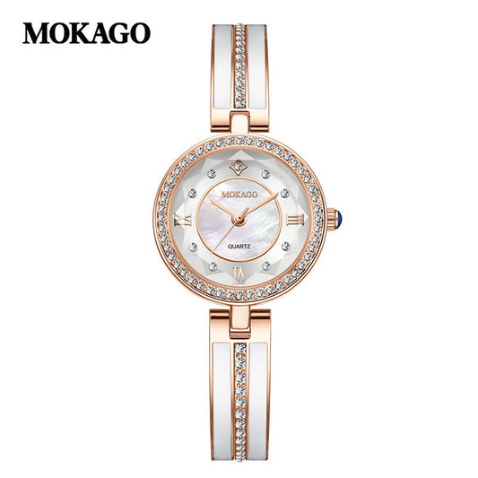 MOKAGO Women’s Quartz Watch – Diamond Jewelry Bracelet, Waterproof Luxury Watch