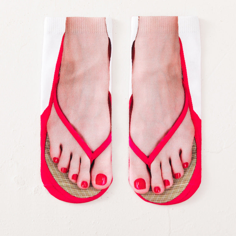 Funny 3D Printed Flip-Flop Boat Socks for Men & Women