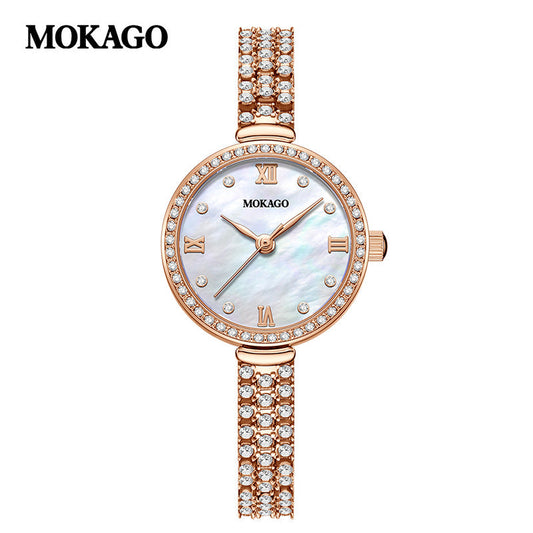 MOKAGO Women’s Quartz Watch – Diamond Dial, Luxury Zinc Alloy Bracelet