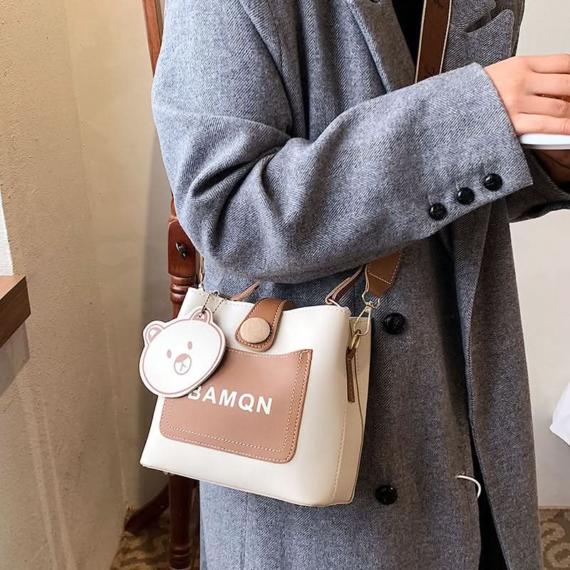 Women's Trendy Leather Bucket Bag – Crossbody & Shoulder Bag with Wide Strap