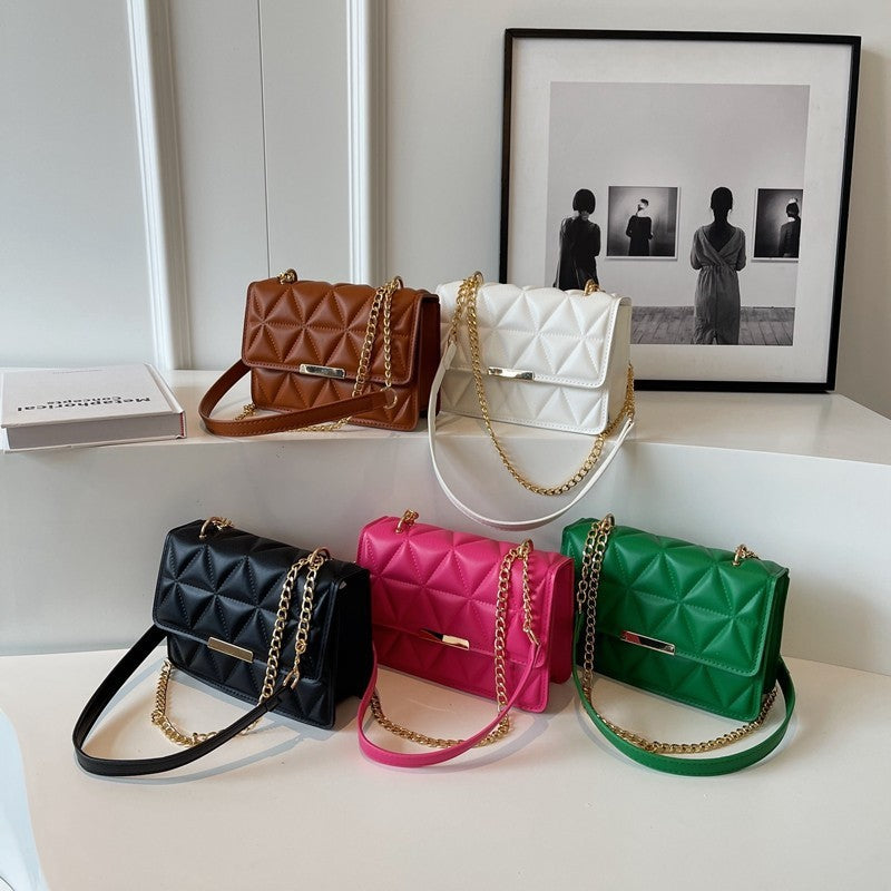Quilted Chain Shoulder Bag for Women – Trendy Small Square Crossbody