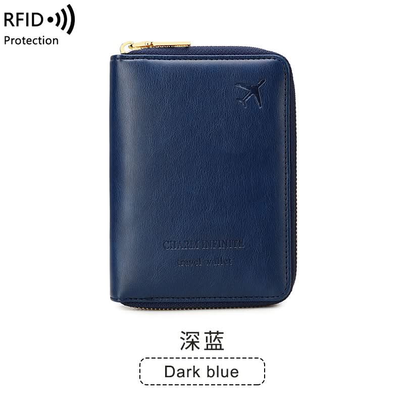 RFID Blocking Passport Holder – Compact Travel Wallet with Zipper