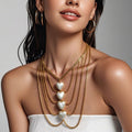 Tassel Heart Pearl Necklace – Elegant Multi-Layer Pendant Chain for Women