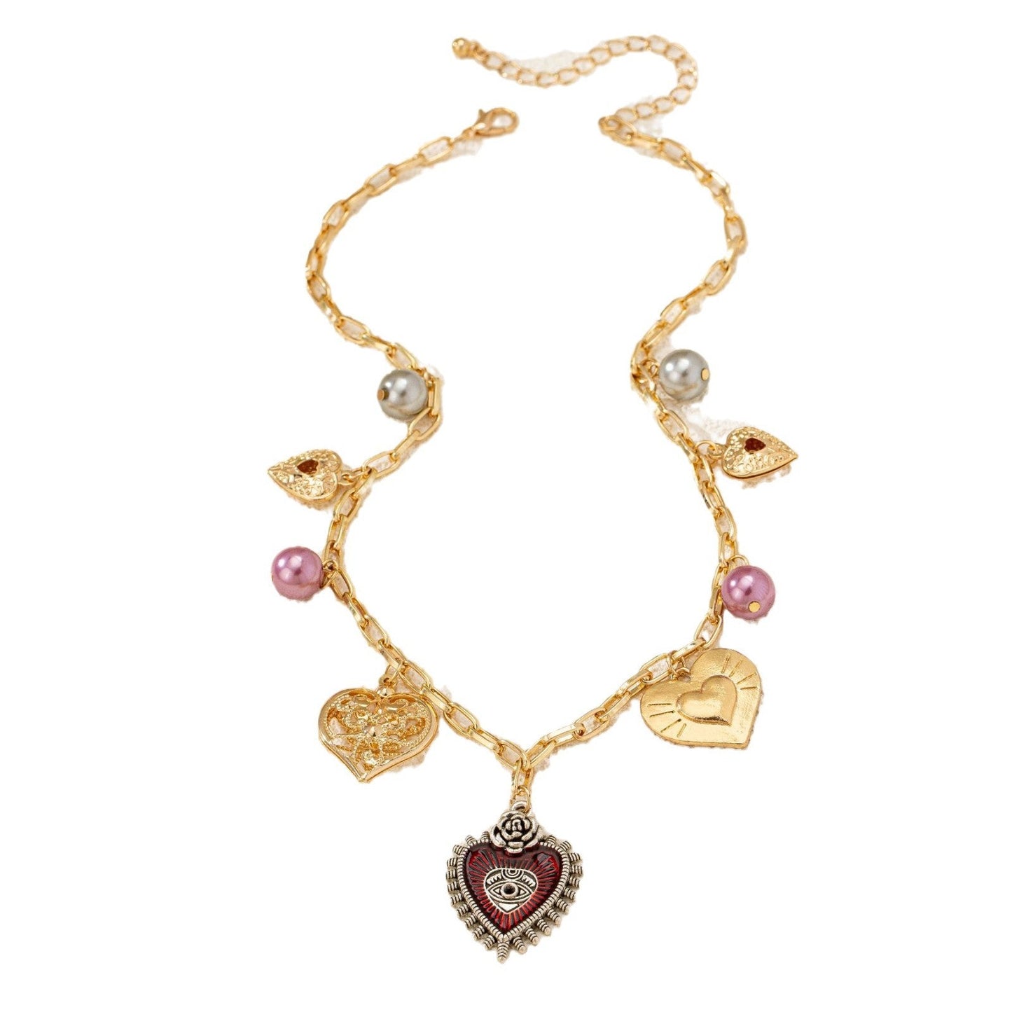 Red Heart Ball Pendant Necklace – Elegant Fashion Jewelry for Women