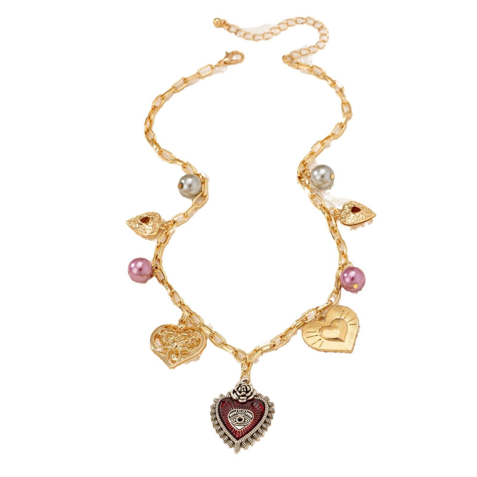 Red Heart Ball Pendant Necklace – Elegant Fashion Jewelry for Women