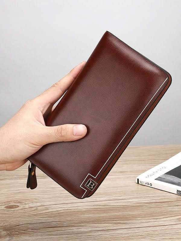 Men's PU Leather Business Clutch – Long Wallet with Single Pull