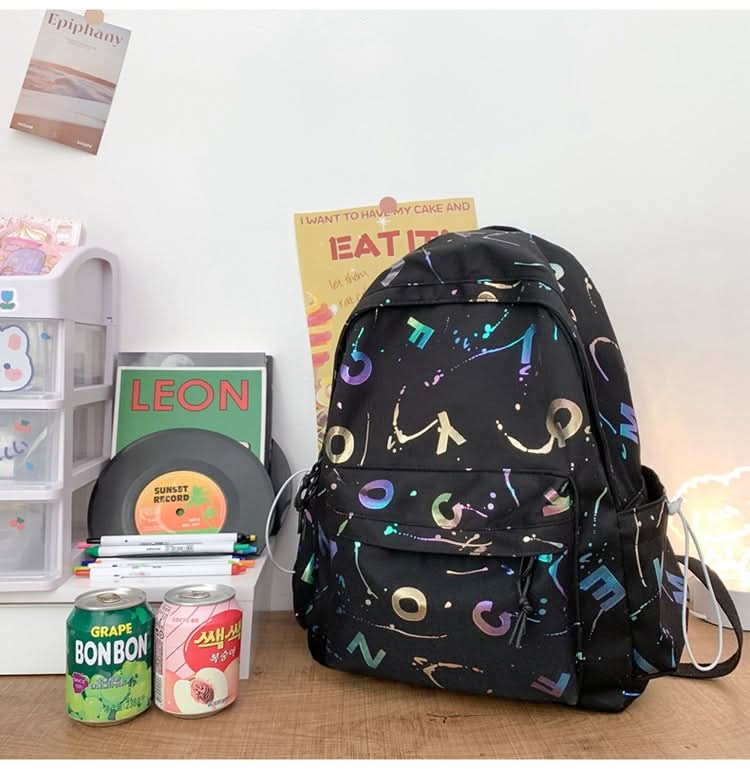 Unisex Lightweight Printed School Backpack – Trendy Bag with Wide Straps