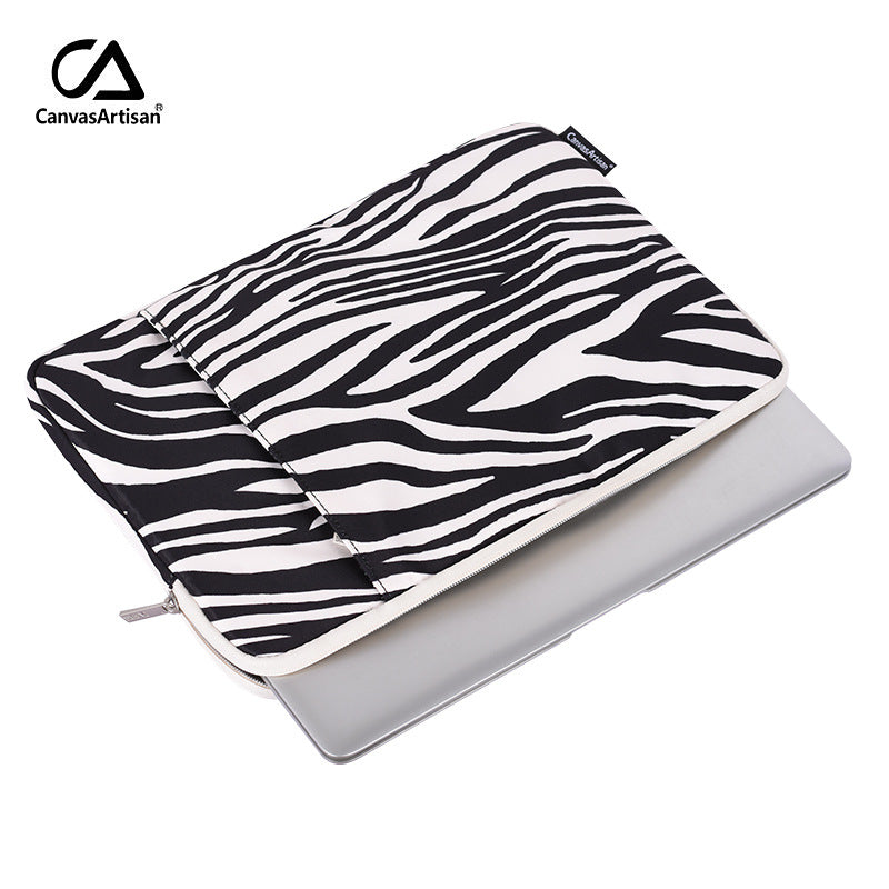Zebra Print Laptop Sleeve Case – Waterproof, Shock-Resistant Cover with Accessory Pocket (11'-15" inches)