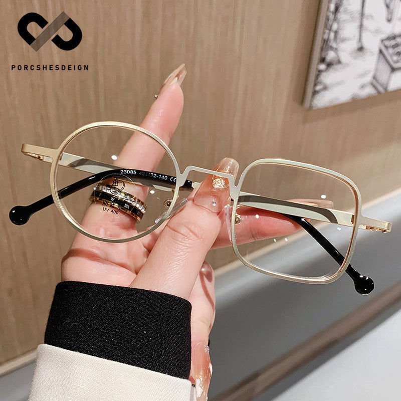 Asymmetrical Anti-Blue Light Glasses – Retro Japanese Style Metal Eyewear for Myopia